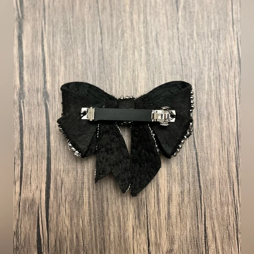 Large Beaded Bow French Barrette NWOT